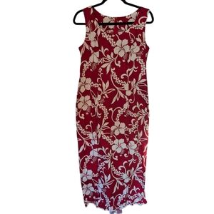 Vintage 90s red Hawaiian Ruffle Dress Med